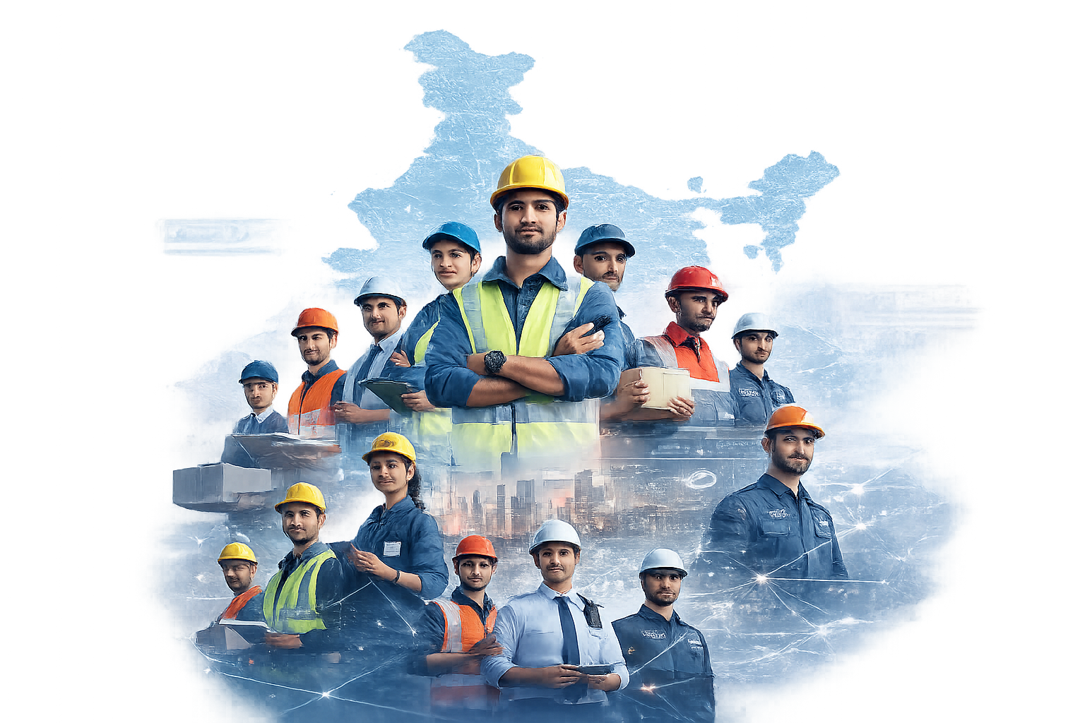 Collage of Indian workers across sectors